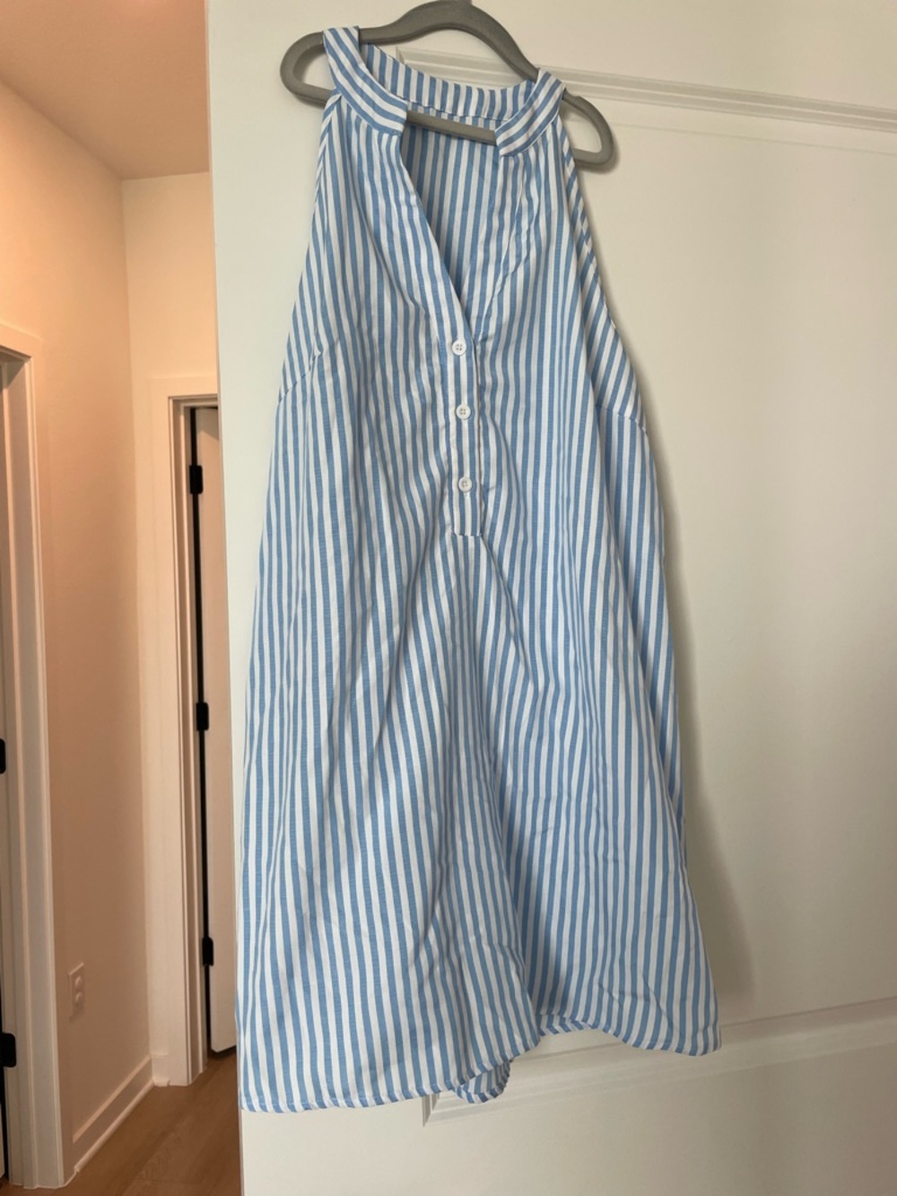 Cupshe Blue & White Striped Halter A-Line Dress